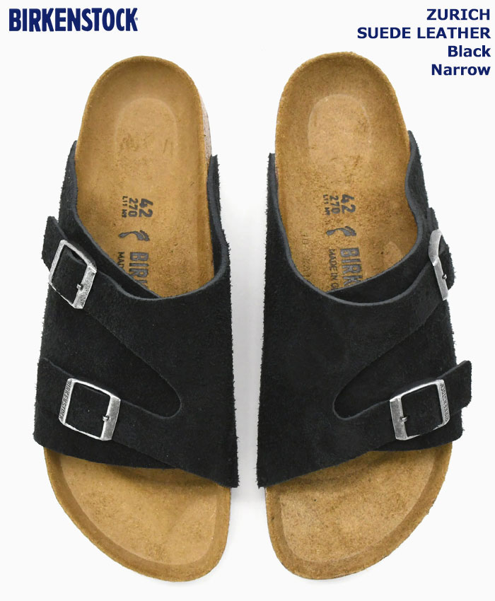 ビルケンシュトック サンダル BIRKENSTOCK メンズ 男性用 チューリッヒ スエード レザー Black ナロー ( ZURICH SUEDE  LEATHER Narrow 幅狭 1025060 )