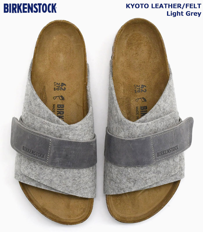 ビルケンシュトック サンダル BIRKENSTOCK メンズ 男性用 キョウト レザー フェルト Light Grey ( KYOTO  LEATHER/FELT 幅広 ノーマル レギュラー 1025708 )