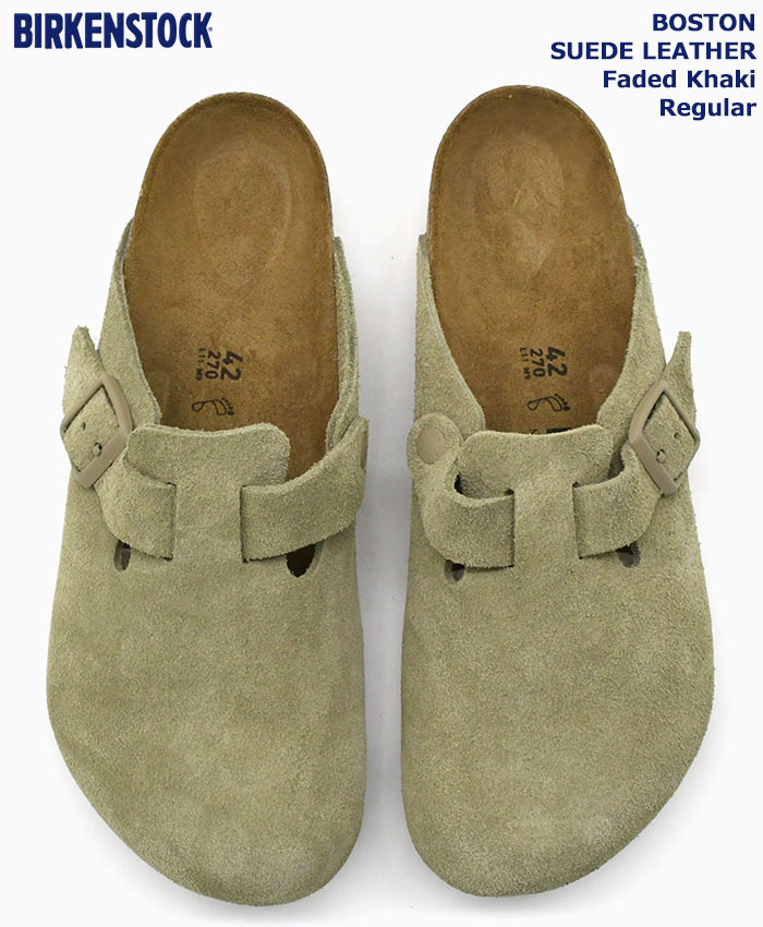 ビルケンシュトック サンダル BIRKENSTOCK メンズ 男性用 ボストン スエード レザー Faded Khaki レギュラー ( BOSTON  SUEDE LEATHER Regular 幅広 1025788 )