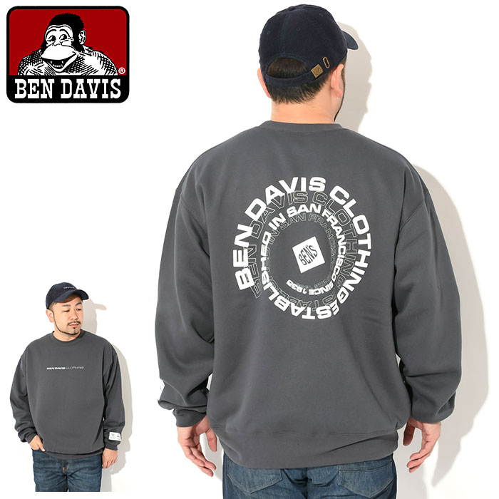 BEN DAVIS（ベンデイビス） トレーナー メンズ スパイラル ロゴ クルー