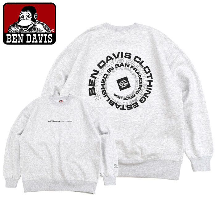 BEN DAVIS（ベンデイビス） トレーナー メンズ スパイラル ロゴ クルー