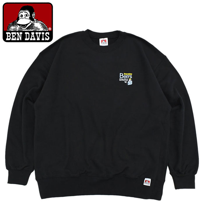 専用！BEN DAVIS ワッペン　スウェット　黒 BEN DAVIS ベンデイビス トレーナー メンズ スタッフ クルー
