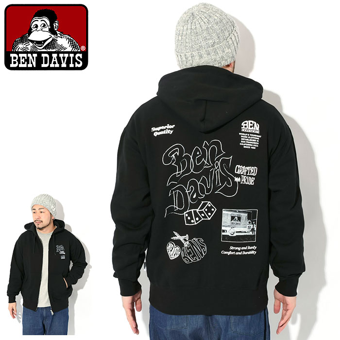 BEN DAVIS（ベンデイビス） パーカー ジップアップ メンズ ラフ