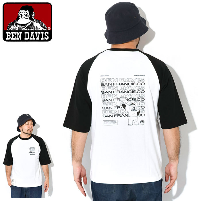 BEN DAVIS（ベンデイビス） ラグラン 五分袖 メンズ プリント & EMB