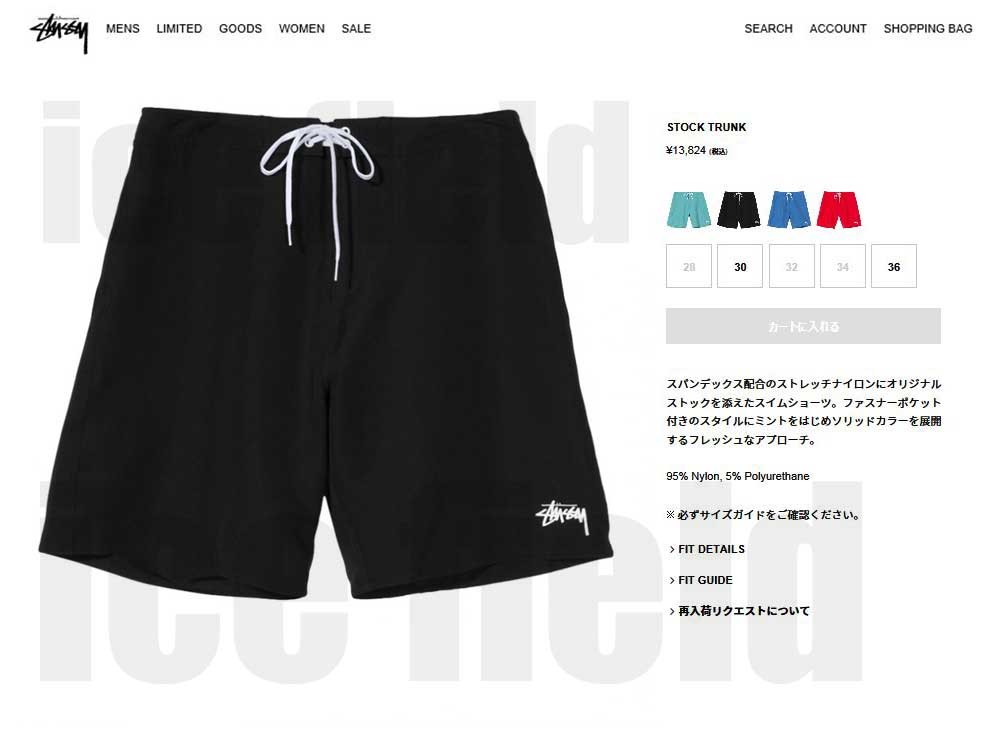 STUSSY（ステューシー） ハーフパンツ メンズ Stock(stussy trunk