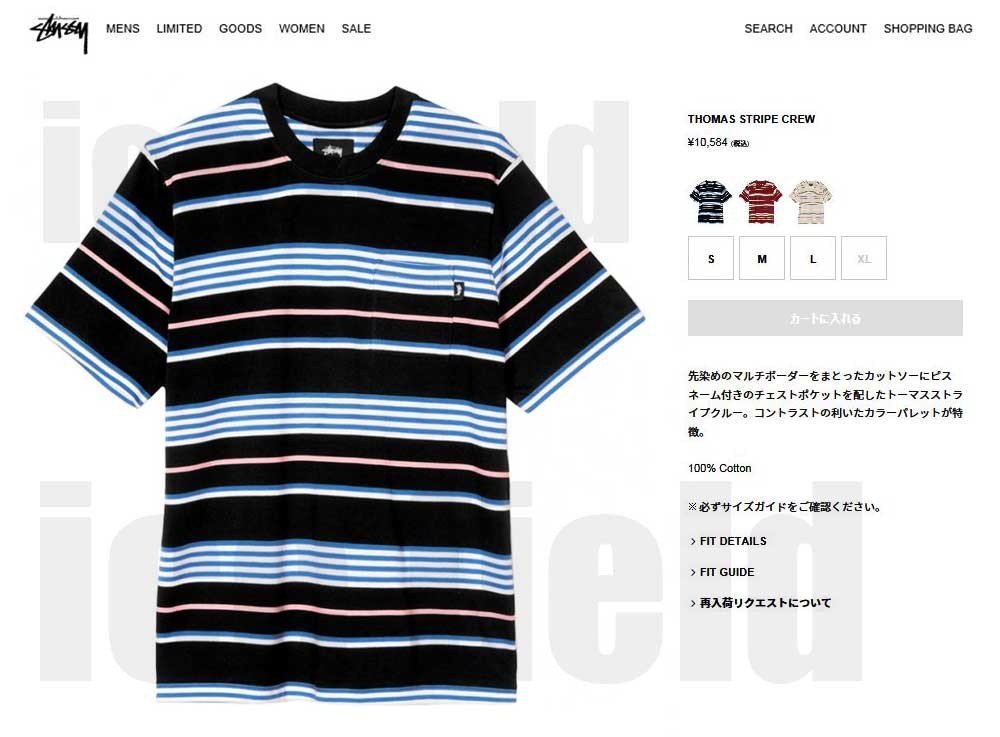 STUSSY（ステューシー） カットソー 半袖 メンズ Thomas Stripe(stussy