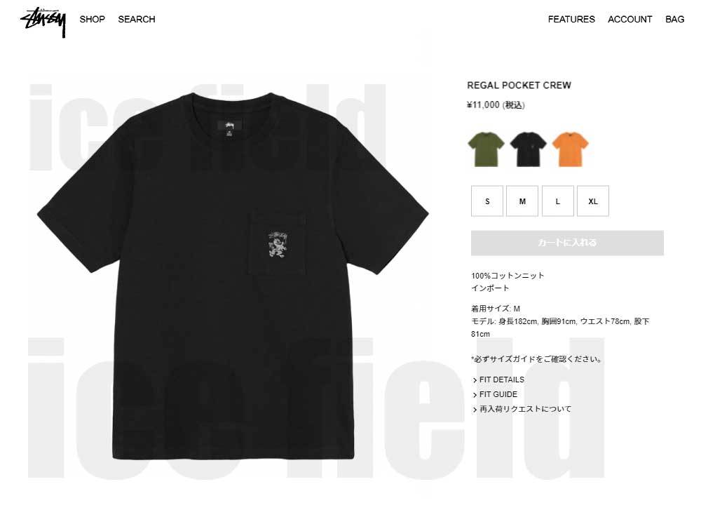 新品未使用 21SS Stussy Regal Tee BK ステューシー 黒-