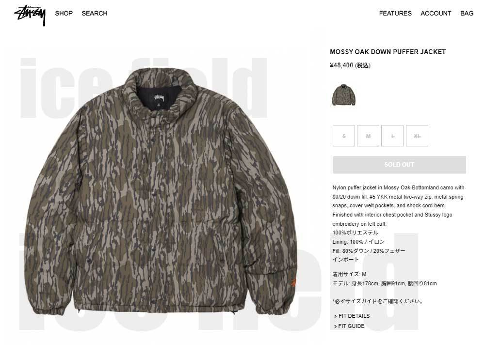 STUSSY ステューシー ジャケット メンズ Mossy Oak Down Puffer STUSSY ステューシー ジャケット メンズ Mossy Oak Down Puffer