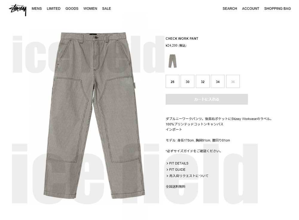 STUSSY ステューシー パンツ メンズ Check Work ( stussy pant