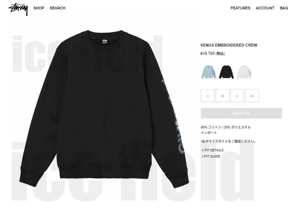 ステューシー トレーナー STUSSY メンズ Venus Applique ( stussy crew sweat スウェット トップス 男性用  118448 USAモデル 正規 )