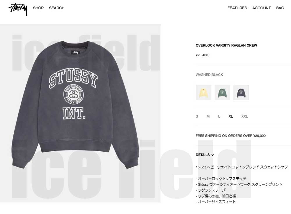 stussy ステューシー ワールドツアー 両面プリント グレー