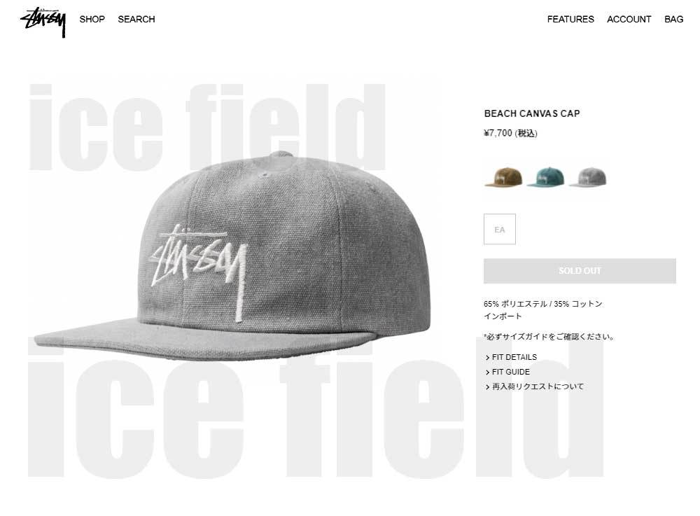 STUSSY（ステューシー） キャップ 帽子 STUSSY Beach Canvas Snapback