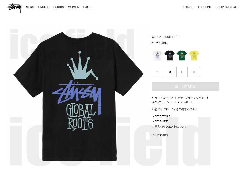 STUSSY（ステューシー） Tシャツ 半袖 メンズ Global Roots ( stussy