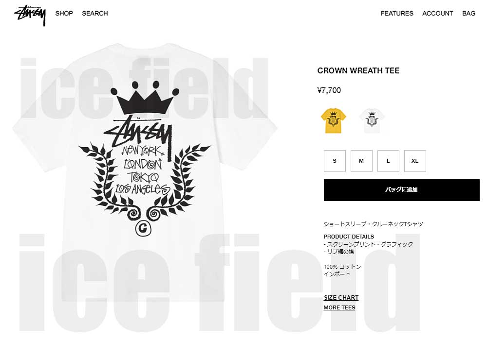 ステューシー Tシャツ 半袖 STUSSY メンズ Crown Wreath(stussy tee T