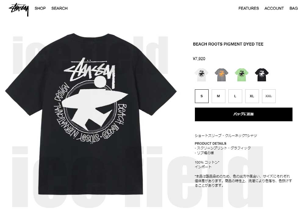 STUSSY ステューシー Tシャツ 半袖 メンズ Beach Roots Pigment STUSSY ステューシー Tシャツ 半袖 メンズ Beach Roots Pigment