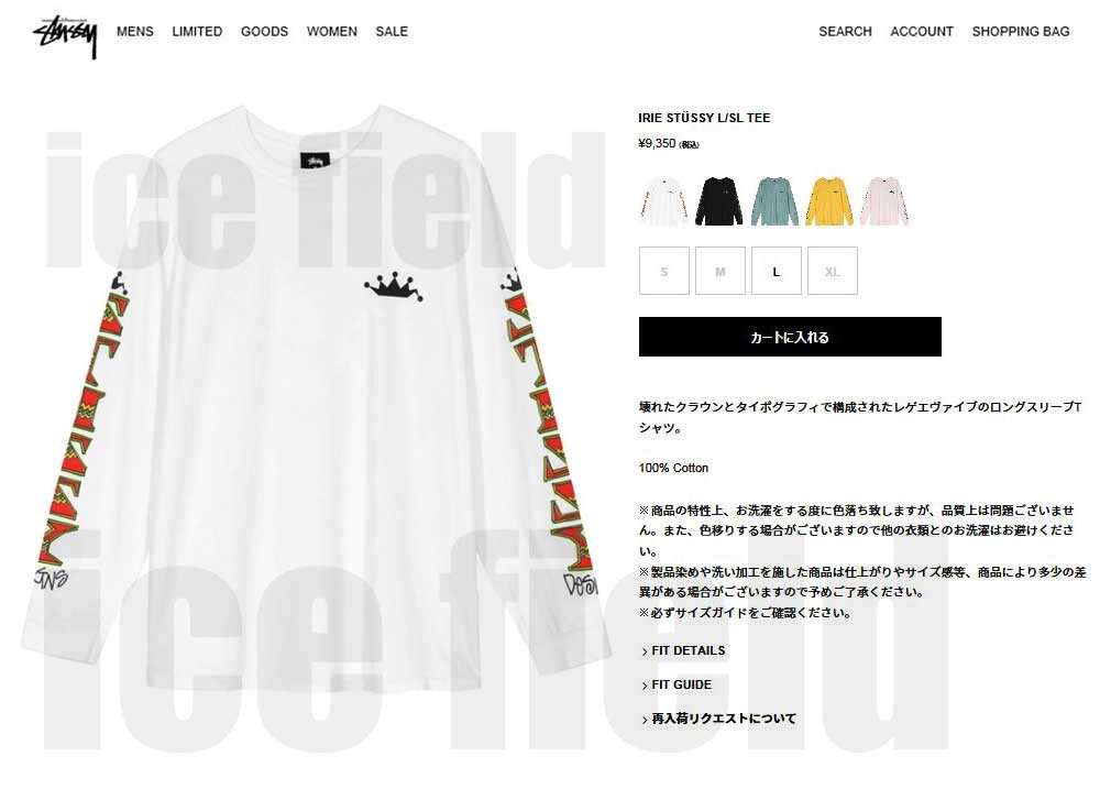 STUSSY（ステューシー） Tシャツ 長袖 メンズ Irie Stussy Pigment