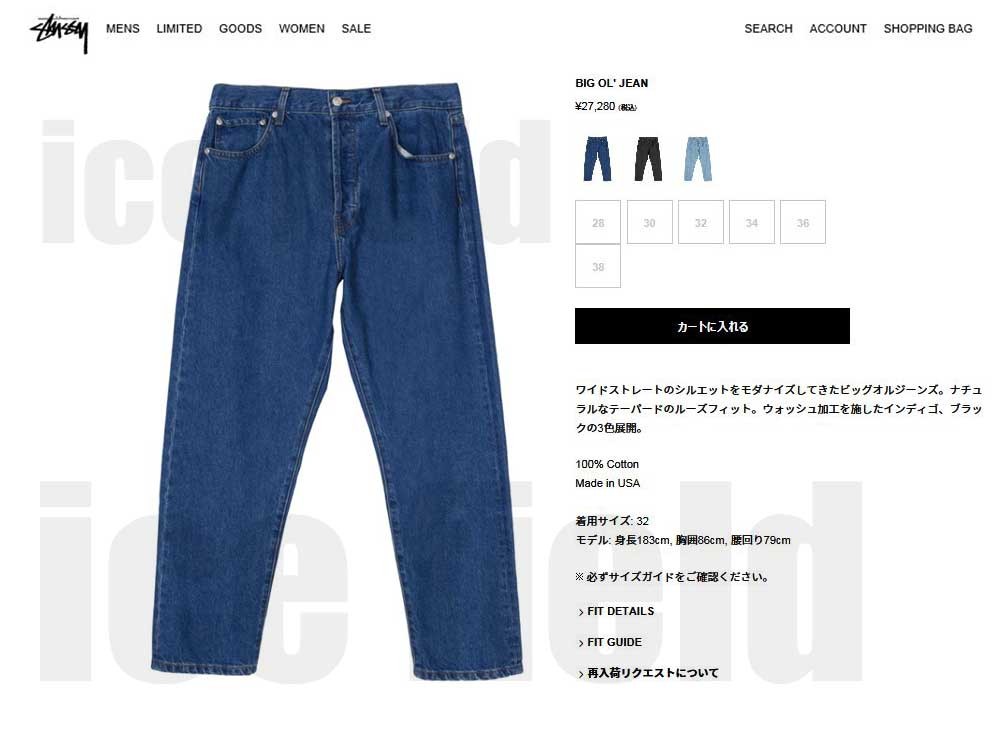 ステューシー パンツ STUSSY メンズ Big OL ( stussy jean denim pant デニムパンツ ジーンズ ボトムス 男性用  316042 USAモデル 正規 )