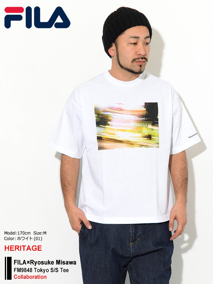jumpone FILAコラボＴシャツ ホワイト　46 FILA 【20%OFF】フィラ Tシャツ 半袖 メンズ 三澤 亮介 FM9848