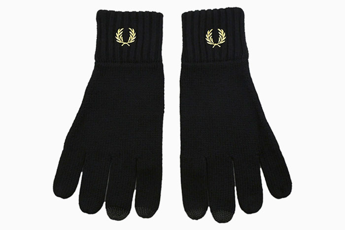 【新品未使用】フレッドペリー 手袋 メンズ スマホ対応 刺繍ロゴ ラッピング可 FRED PERRY（フレッドペリー） 手袋 メンズ ローレル リース グローブ