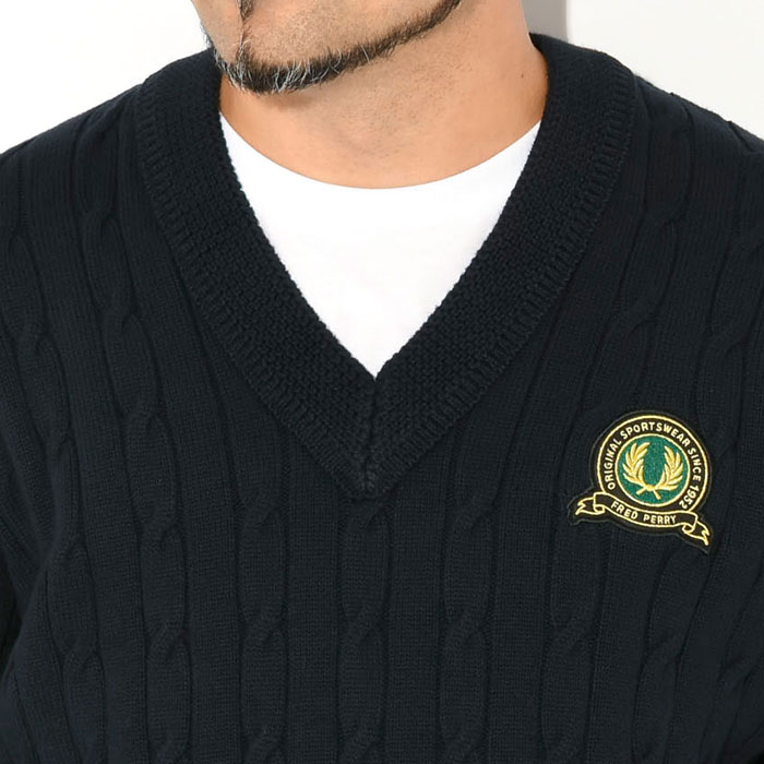 レア　世界限定500枚　フレッドペリー　テリー・ホール　復刻Vネックニット FRED PERRY（フレッドペリー） セーター メンズ テニス バッジ