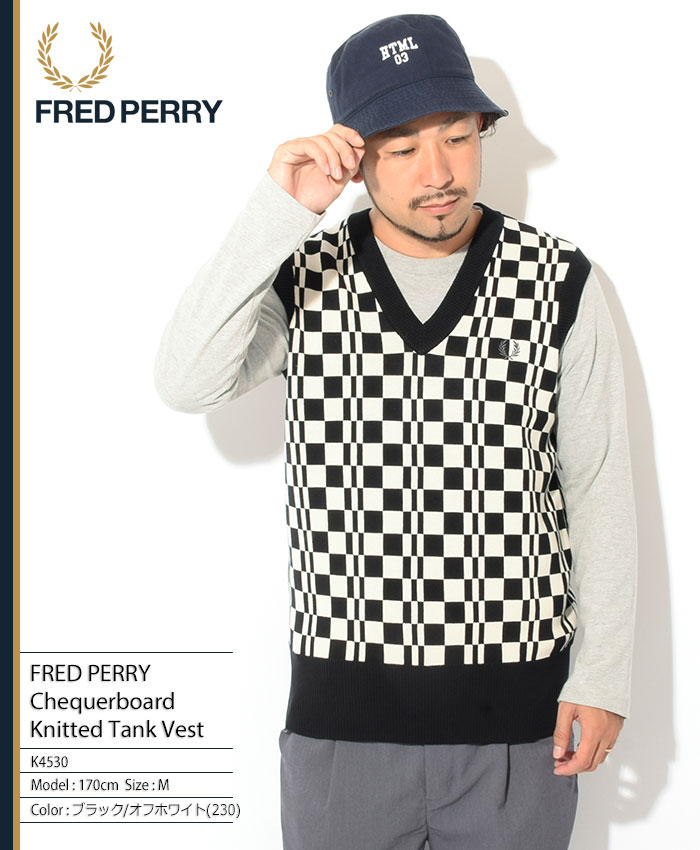 フレッドペリー ベスト FRED PERRY メンズ チェッカーボード ニット タンク ( K4530 Chequerboard Knitted  Tank Vest ニットベスト Vネック )