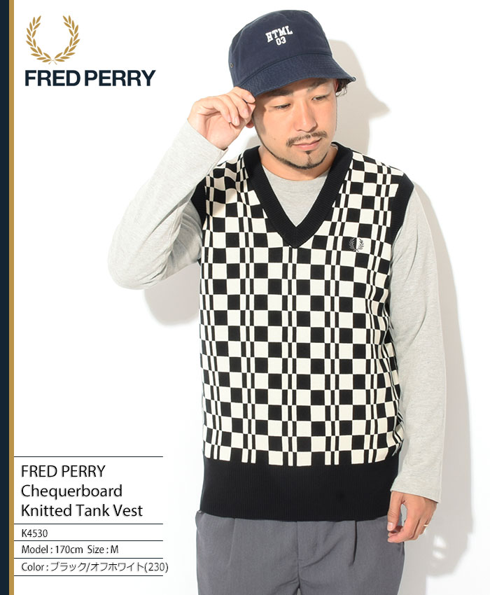 フレッドペリー ベスト FRED PERRY メンズ チェッカーボード ニット