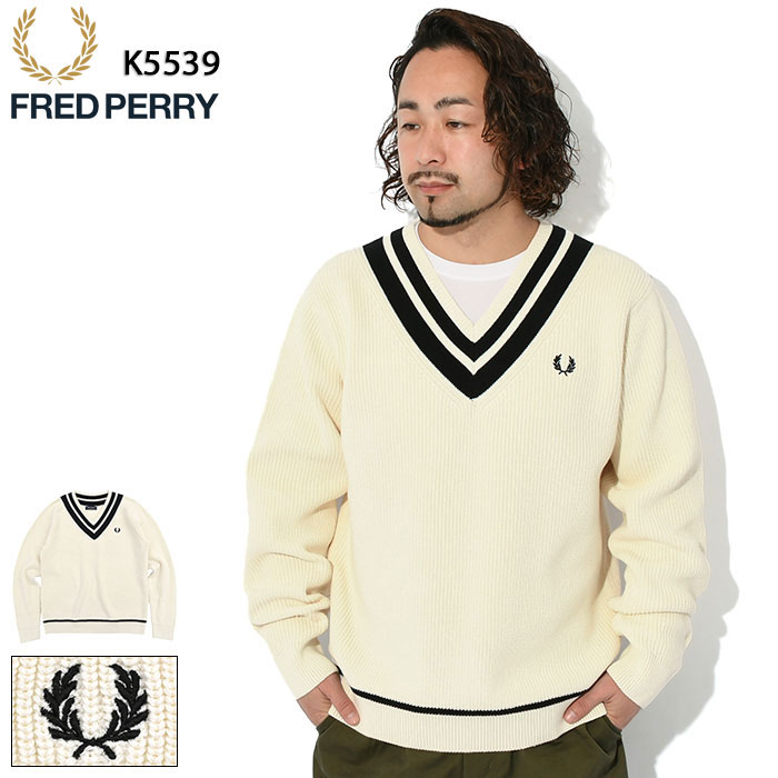 フレッドペリー セーター FRED PERRY メンズ ストライプド トリム