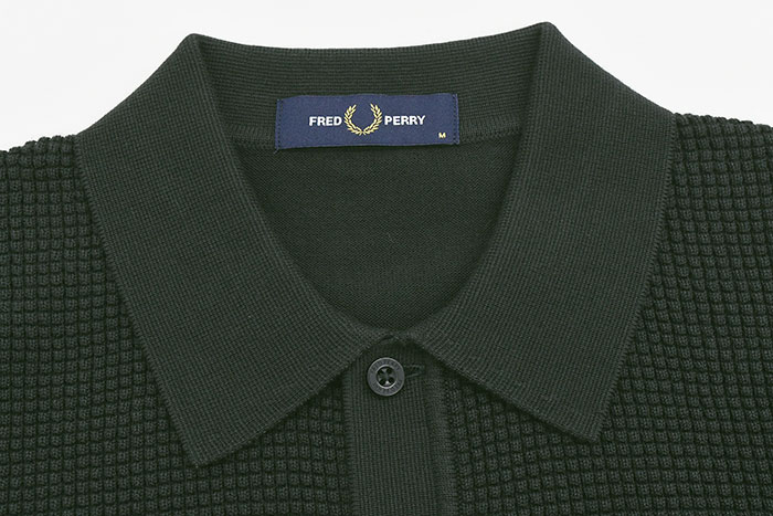 【希少】FRED PERRY フレッドペリー ワッフルニット 編みポロシャツ Waffle Stitch Knitted Polo Shirt(S Q20：NIGHT GREEN): | FRED
