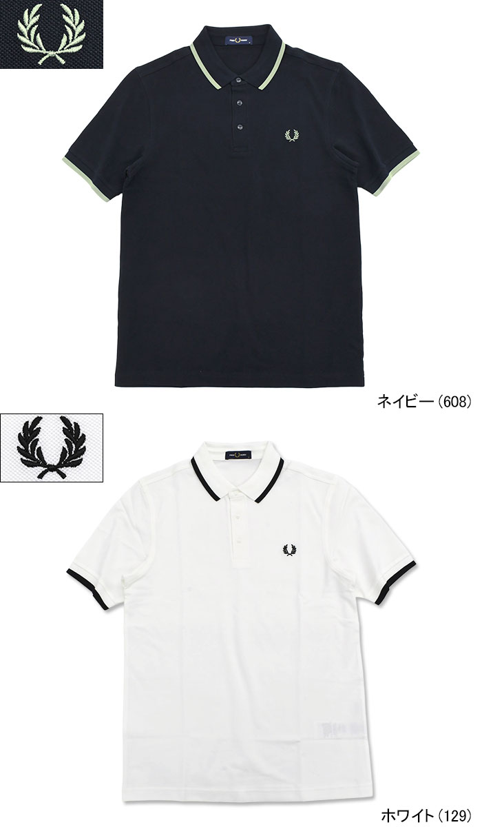 3/31まで　FRED PERRY　半袖ポロシャツ　ブラック×ホワイト　L FRED PERRY（フレッドペリー） ポロシャツ 半袖 メンズ カラー