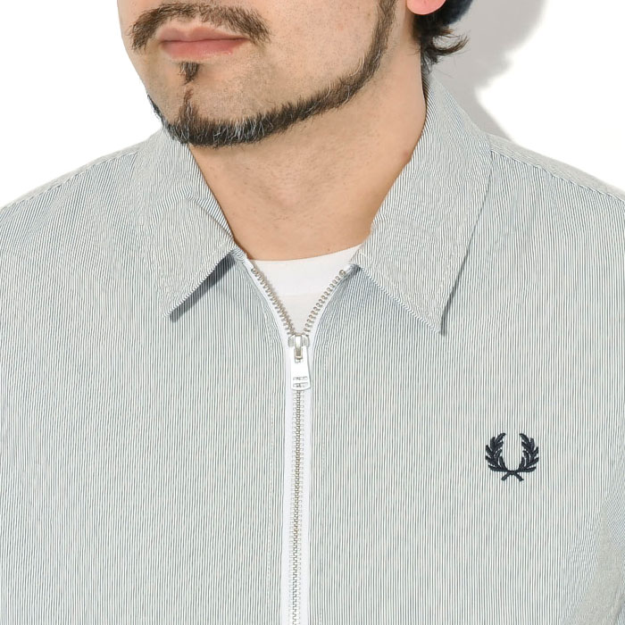 FRED PERRY ストライプベロアシャツ ハーフジップ FRED PERRY（フレッドペリー） ジャケット メンズ ストライプド シア