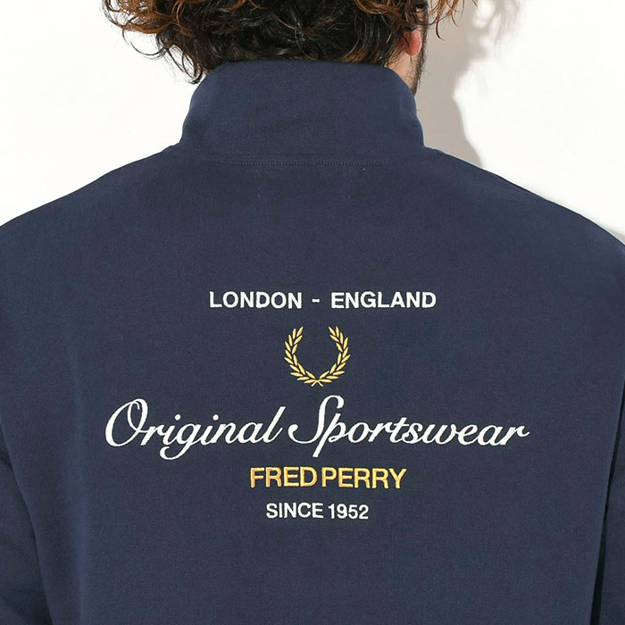 Fred Perry フレッドペリー ハーフジップ スウェット L 刺繍ロゴ FRED PERRY（フレッドペリー） トレーナー メンズ オリジナル スポーツ