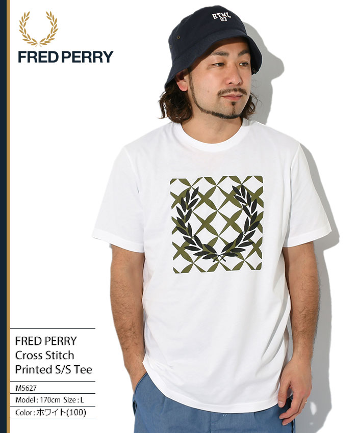 フレッドペリー Tシャツ 半袖 FRED PERRY メンズ クロス ステッチ プリンテッド (M5627 Cross Stitch Printed  S/S Tee T-SHIRTS カットソー)[M便 1/1]