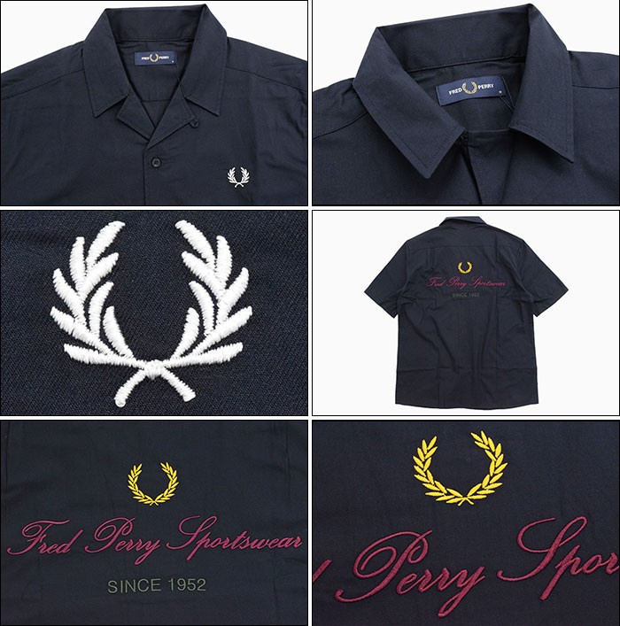 FRED PERRY フレッドペリー シャツ 半袖 メンズ エンブロイダー