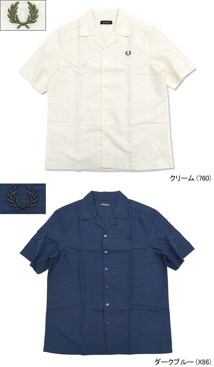 FRED PERRY フレッドペリー シャツ 半袖 メンズ リネン ブレンド