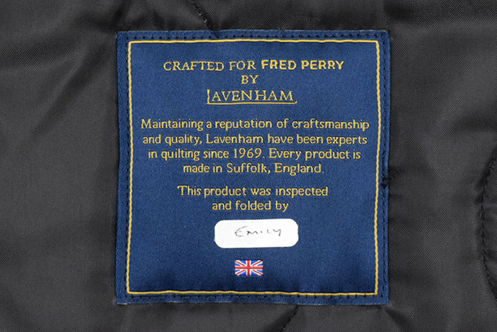 FRED PERRYフレッドペリーのジャケット LAVENHAM Made In England Quilted Liner07