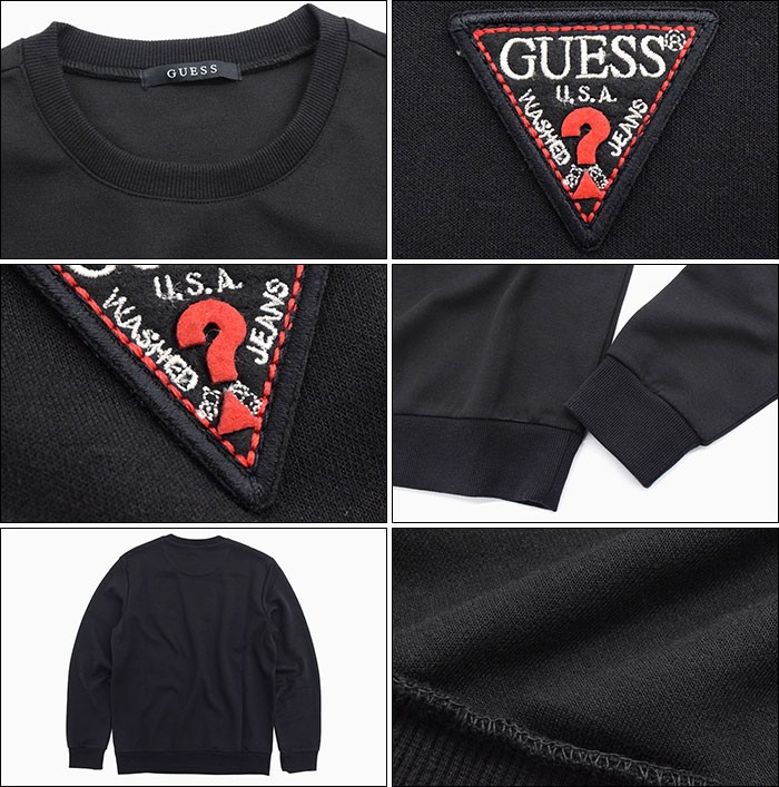 GUESS ゲス トレーナー メンズ フェルト ロゴ パッチ クルー