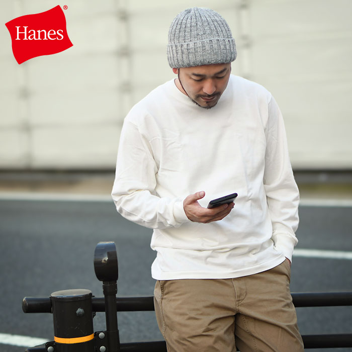 Hanes（ヘインズ） Tシャツ 長袖 メンズ レディース シロ ワン ピース