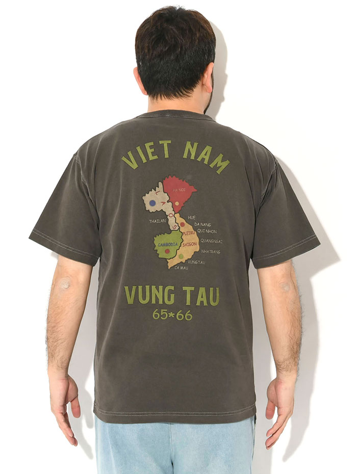 HOUSTON（ヒューストン） Tシャツ 半袖 メンズ マップ ピグメント