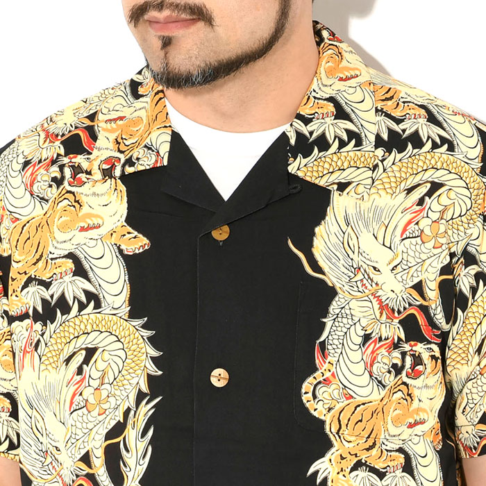 HOUSTONヒューストンのシャツ Dragon & Tiger Aloha Shirt03