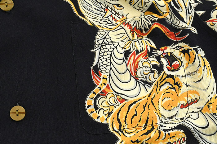HOUSTONヒューストンのシャツ Dragon & Tiger Aloha Shirt07