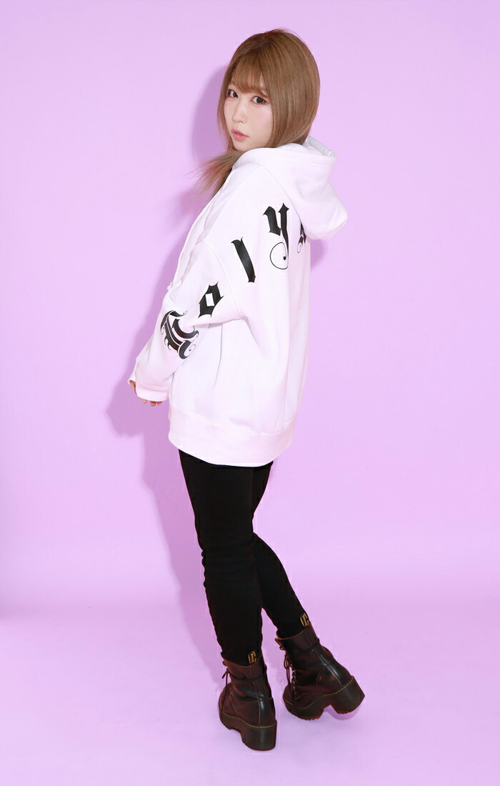 HTML ZERO3×STARDOM 中野たむ コラボ パーカー プルオーバー (スターダム 中野たむ Holy White Big Hoodie  HTML-PA179)