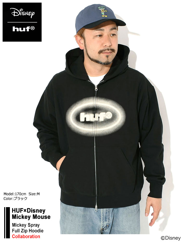 HUF（ハフ） パーカー ジップアップ メンズ ディズニー ミッキーマウス