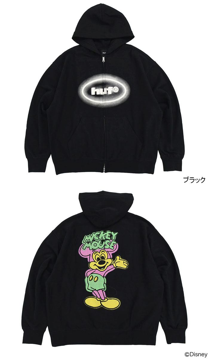 HUF（ハフ） パーカー ジップアップ メンズ ディズニー ミッキーマウス