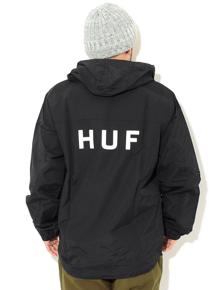 HUF 黒 マウンテンパーカー 100%ナイロン HUF ハフ ジャケット メンズ エッセンシャルズ ジップ