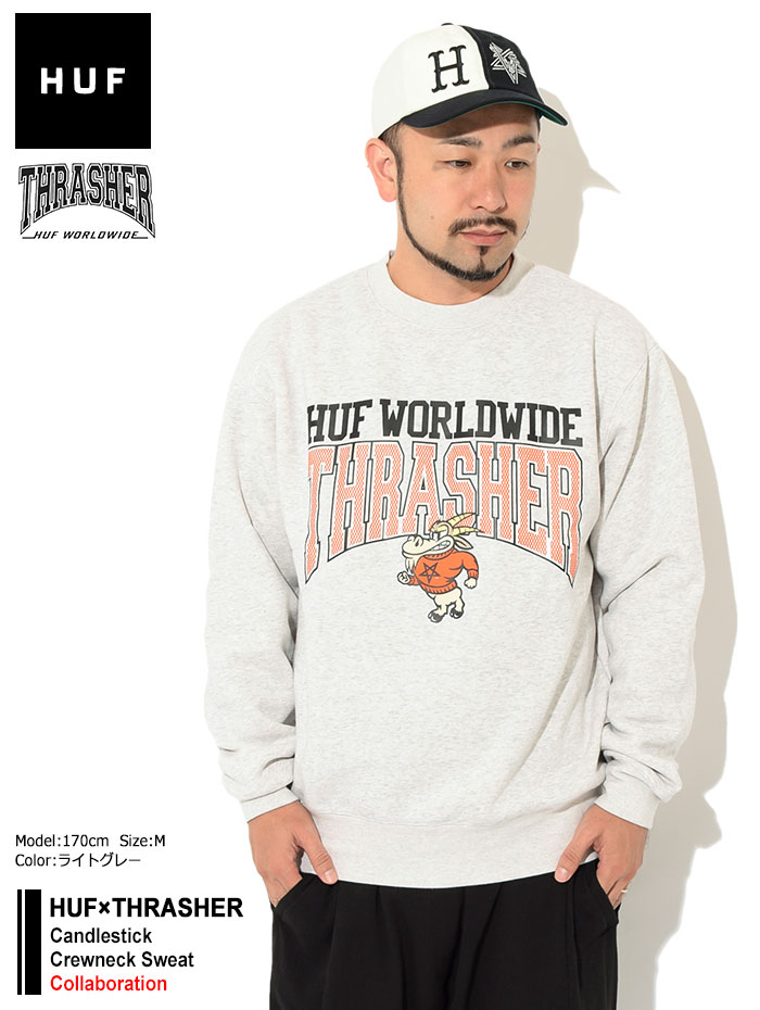 ハフ トレーナー HUF メンズ スラッシャー キャンドルスティク クルーネック スウェット コラボ (HUF×THRASHER  Candlestick Sweat PF00564)