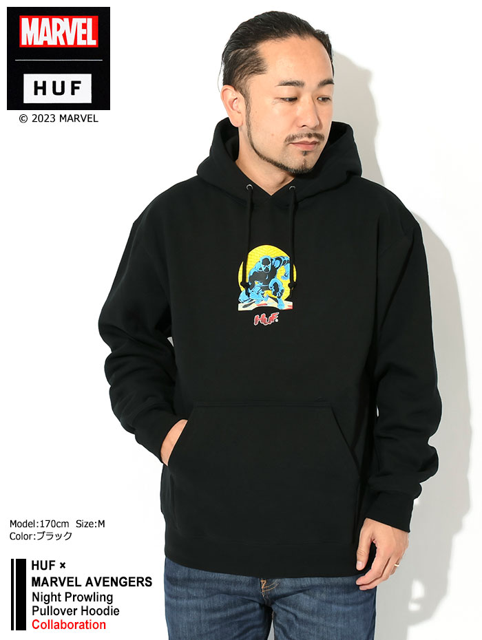 ハフ パーカー プルオーバー HUF メンズ マーベル アベンジャーズ ナイト プラウリング コラボ ( MARVEL AVENGERS Night  Prowling Hoodie PF00655 )