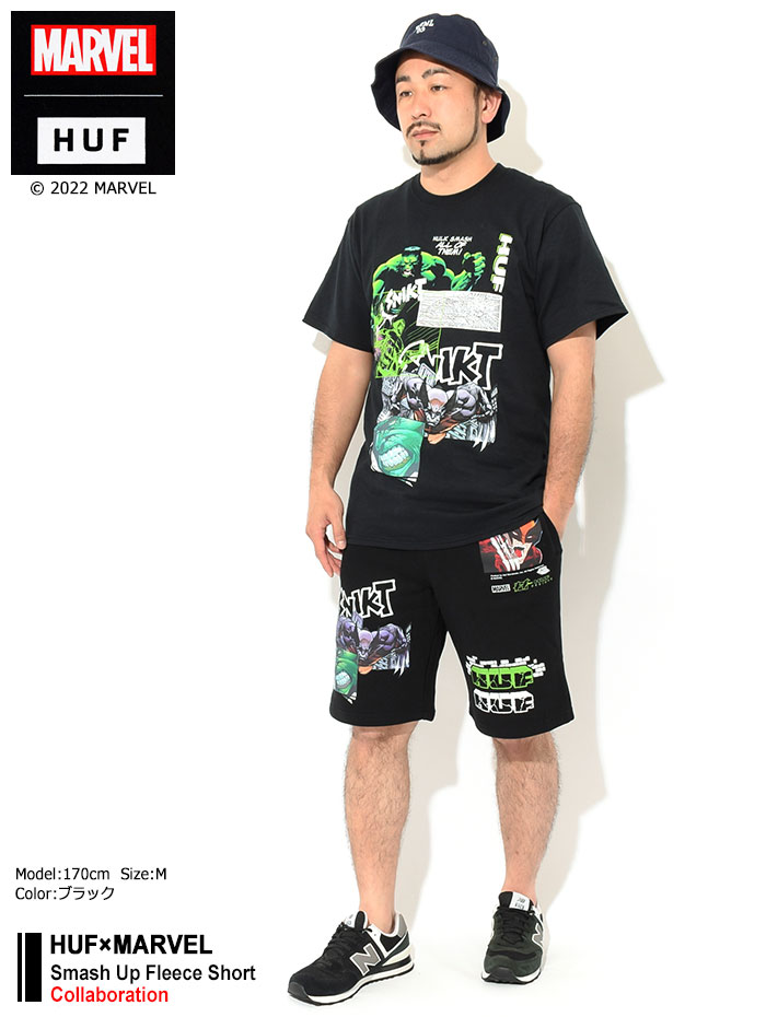 ハフ ハーフパンツ HUF メンズ マーベル スマッシュ アップ フリース