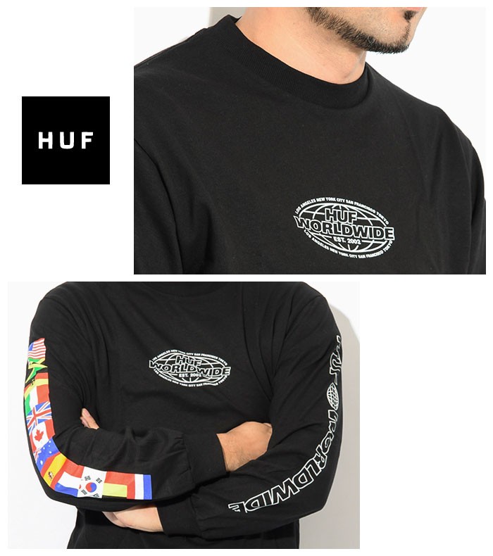 ☆HUF(ハフ)☆WORLD TOUR L/S TEE(長袖シャツ) HUF ハフ Tシャツ 長袖 メンズ ワールド ツアー (World Tour L/S