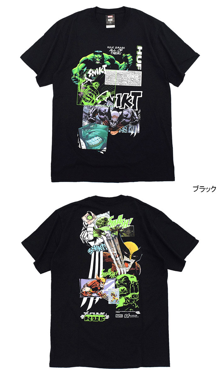 HUF ハフ Tシャツ 半袖 メンズ マーベル スマッシュ アップ