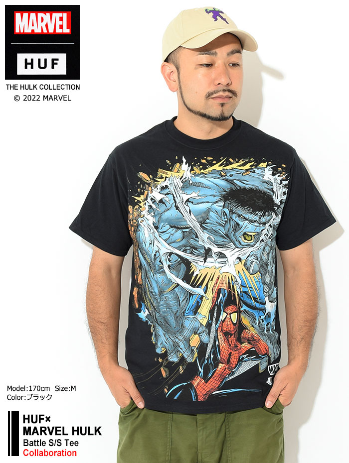 ハフ Tシャツ 半袖 HUF メンズ マーベル ハルク バトル コラボ ( HUF